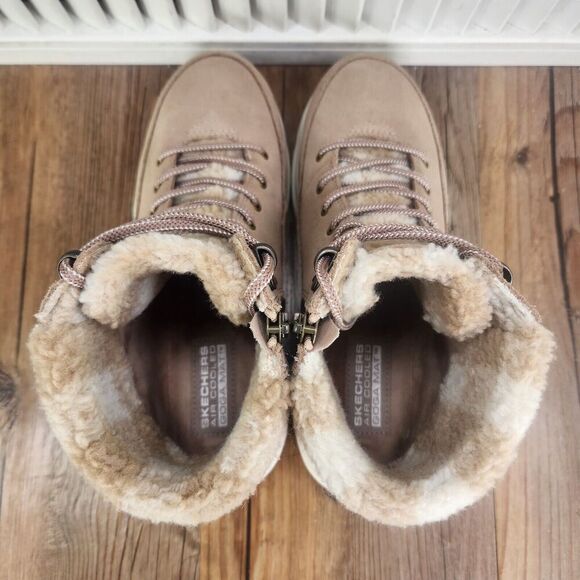 Skechers On-The-Go Glacial Ultra Timber Boots Womens Sz 7 Tan Ankle Suede Plaid - Picture 6 of 10